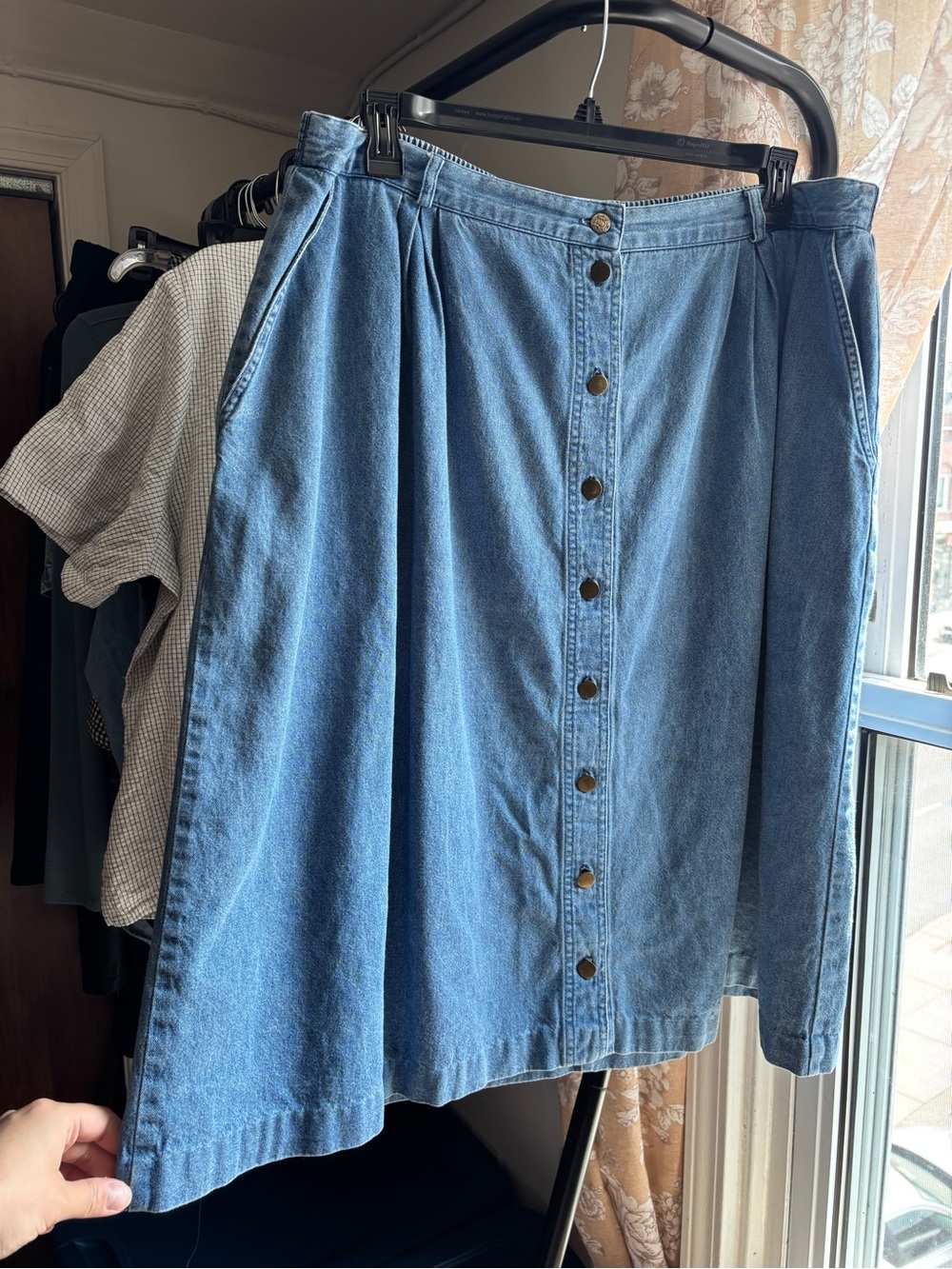EUC Vintage Denim A-Line Midi Skirt, Elastic Waist, Pockets, Women’s Plus 24 XXL